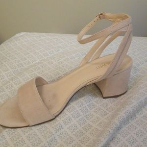 Cream with hint of pink block heel strappy sandle